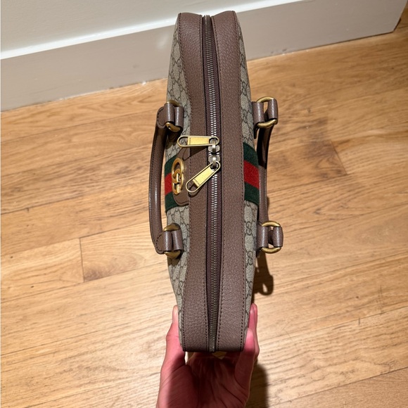 Gucci Ophidia GG Canvas Brown Leather Briefcase W/ Strap - Picture 4 of 12